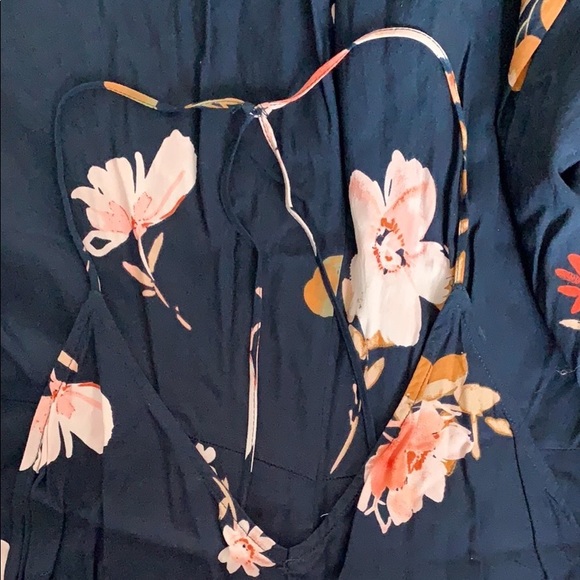 Floral Navy Strappy Open Back Dress - Picture 7 of 8